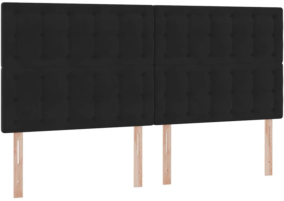 LED saugojimo lova su čiužiniu Juoda 200 x 200 cm Aksomas