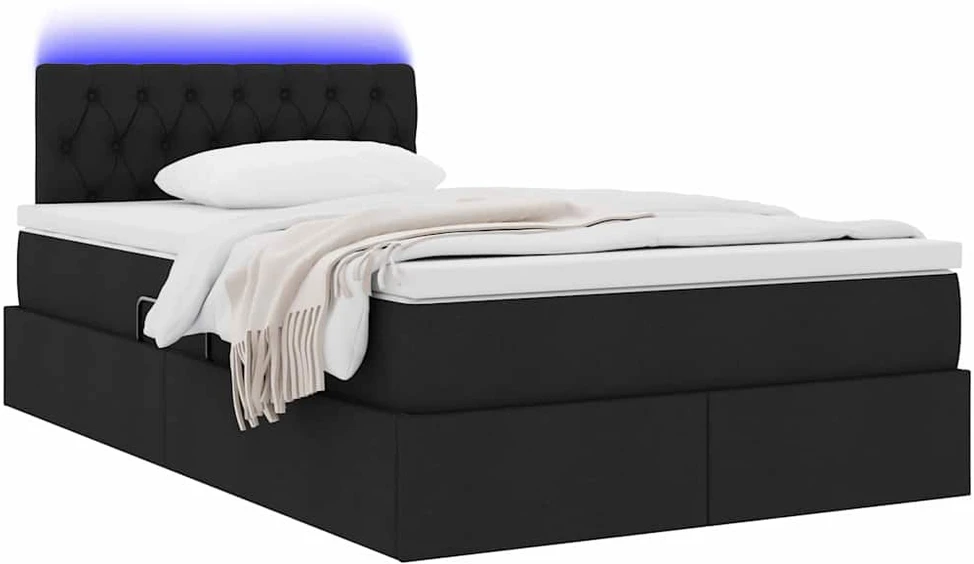 LED saugojimo lova su čiužiniu Juoda 120 x 200 cm Audinys