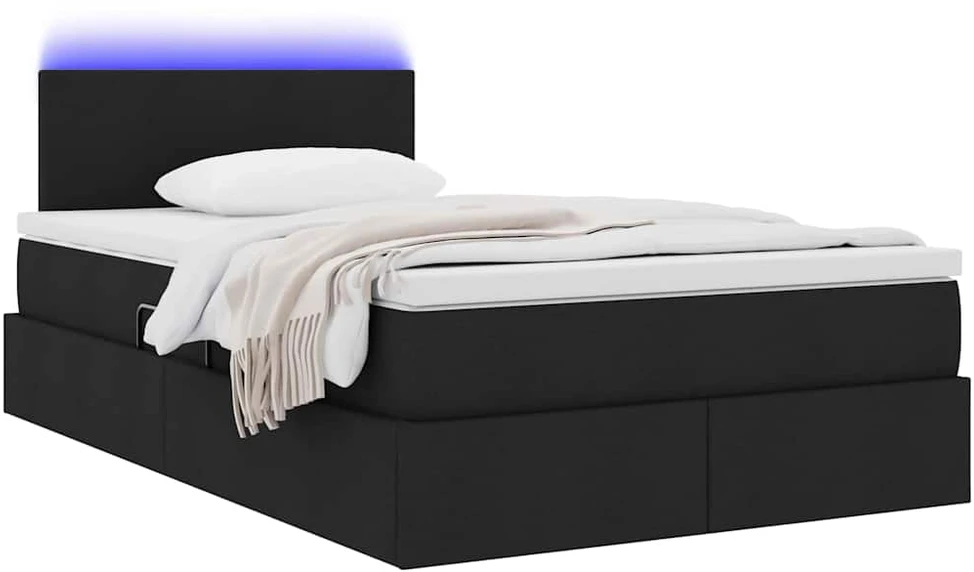 LED saugojimo lova su čiužiniu Juoda 120 x 200 cm Audinys