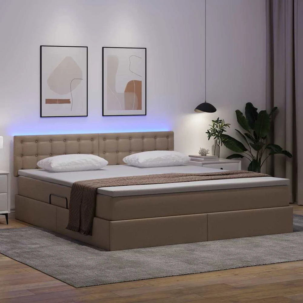 Lova su daiktų laikymo vieta ir LED Kapučino 180 x 200 cm