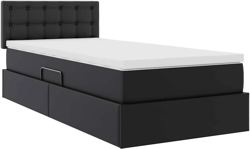 Lova su daiktų laikymo vieta ir LED Juoda 90 x 190 cm