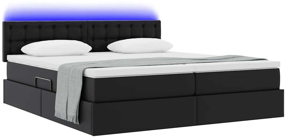 Lova su daiktų laikymo vieta ir LED Juoda 200 x 200 cm
