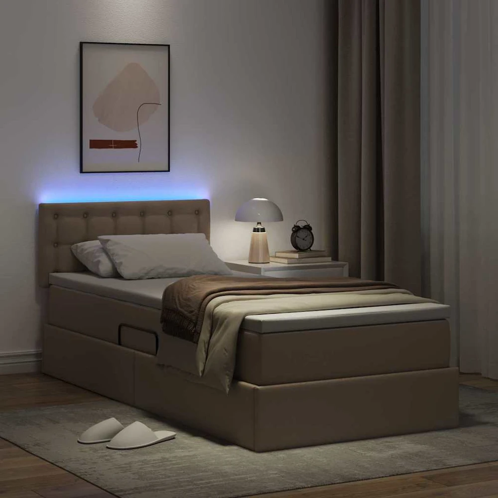 Lova su daiktų laikymo vieta ir LED su LED Kapučino 90 x 200 cm