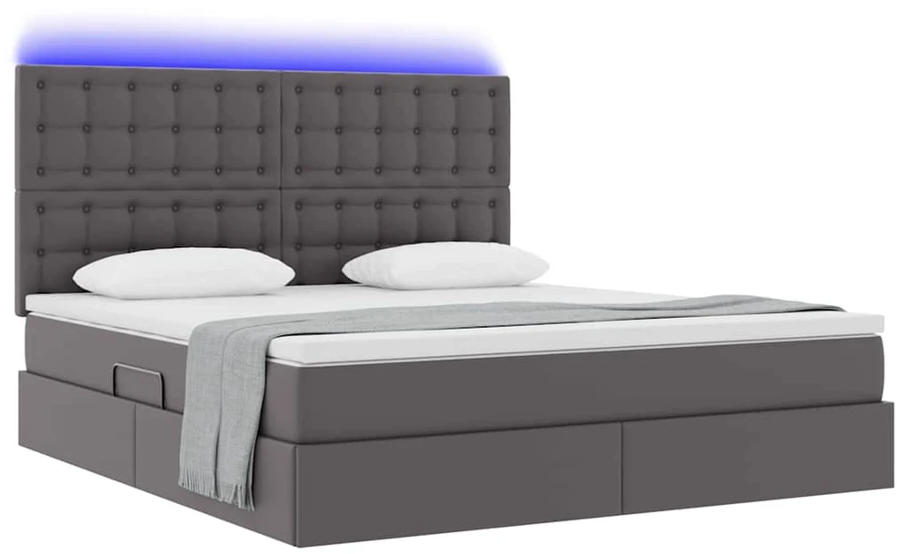 Lova su daiktų laikymo vieta ir LED Pilka 180 x 200 cm