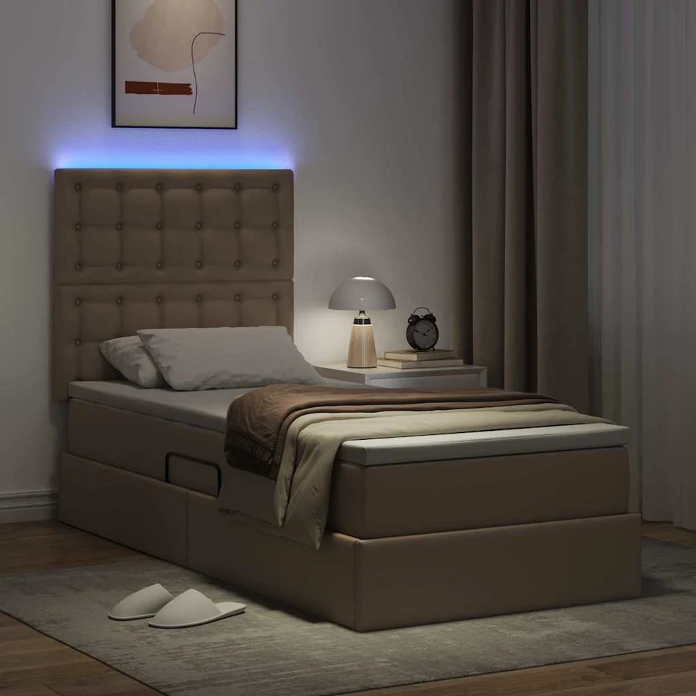 Lova su daiktų laikymo vieta ir LED Kapučino 90 x 200 cm