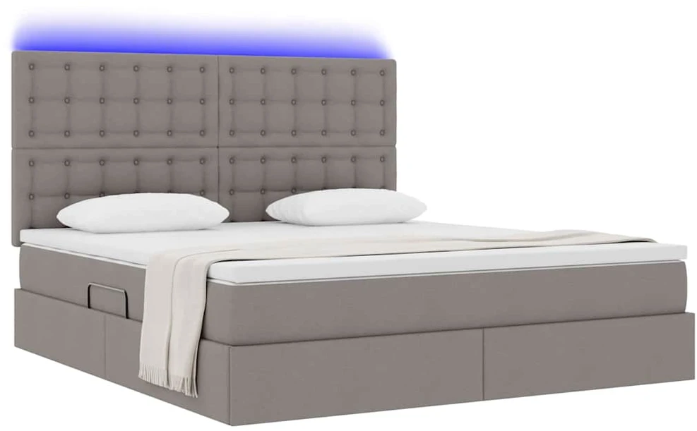 LED saugojimo lova su čiužiniu Taupe 160 x 200 cm Audinys