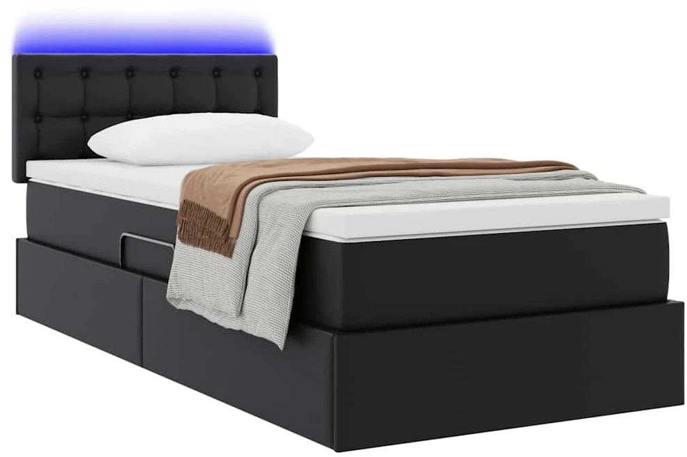 Lova su daiktų laikymo vieta ir LED Juoda 100 x 200 cm