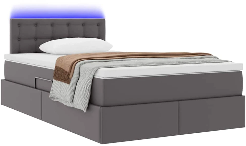 Lova su daiktų laikymo vieta ir LED Pilka 120 x 200 cm