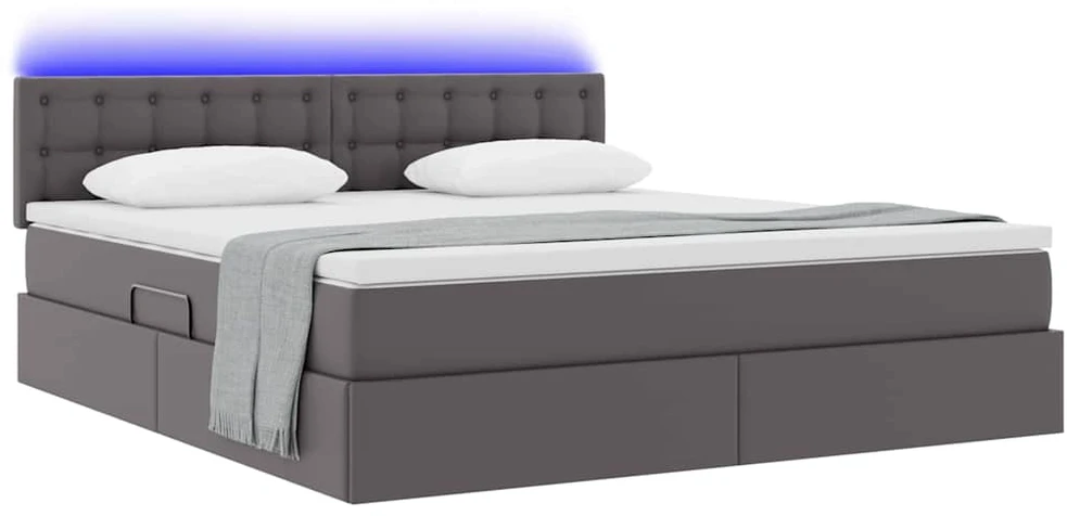 Lova su daiktų laikymo vieta ir LED su LED Pilka 160 x 200 cm