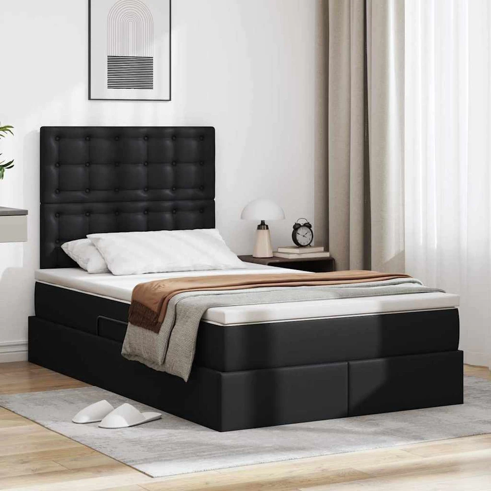 Lova su daiktų laikymo vieta ir LED Juoda 120 x 190 cm