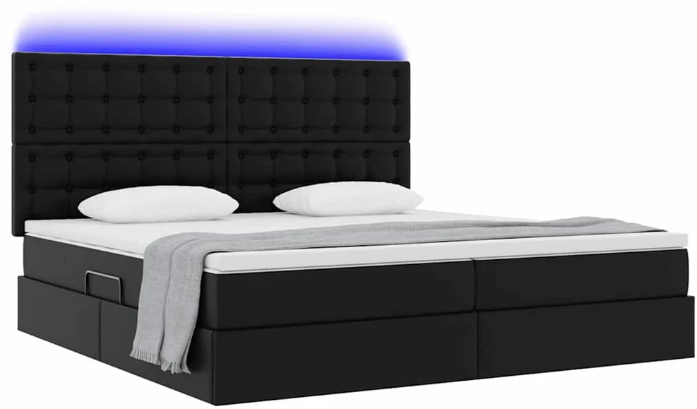 Lova su daiktų laikymo vieta ir LED Juoda 200 x 200 cm