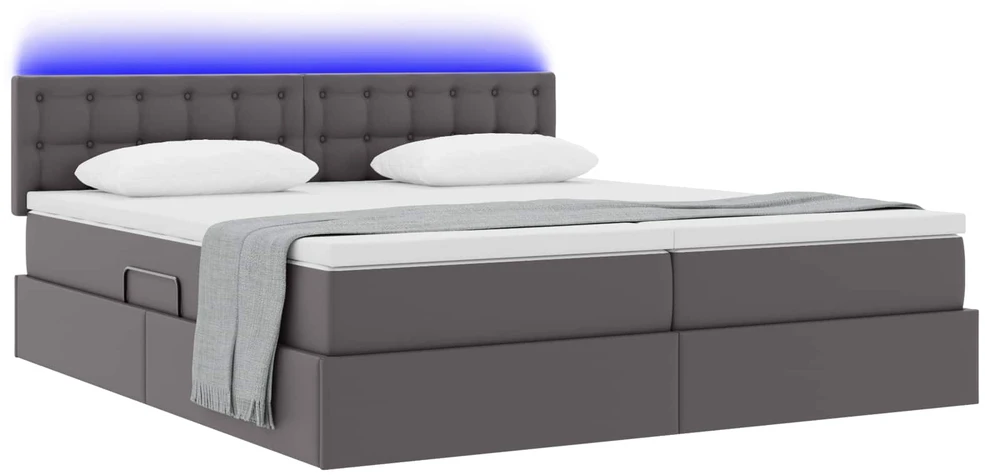 Lova su daiktų laikymo vieta ir LED Pilka 180 x 200 cm