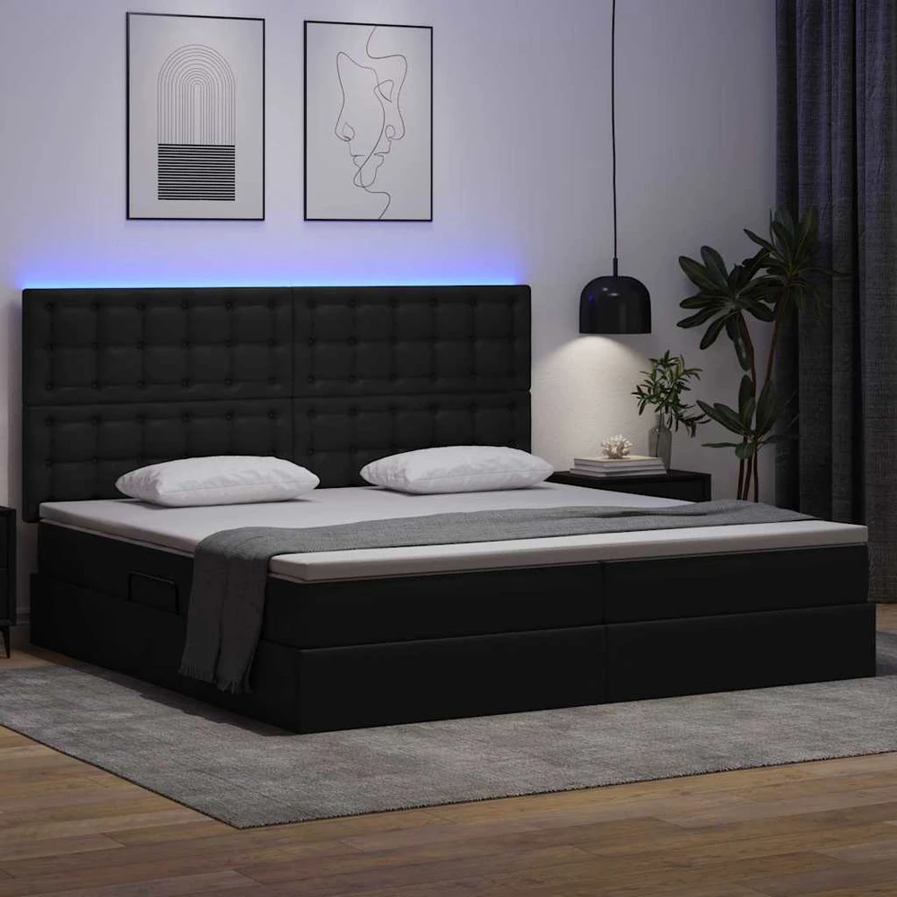 Lova su daiktų laikymo vieta ir LED Juoda 200 x 200 cm