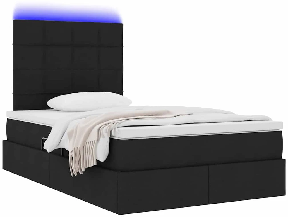 LED saugojimo lova su čiužiniu Juoda 120 x 200 cm Audinys