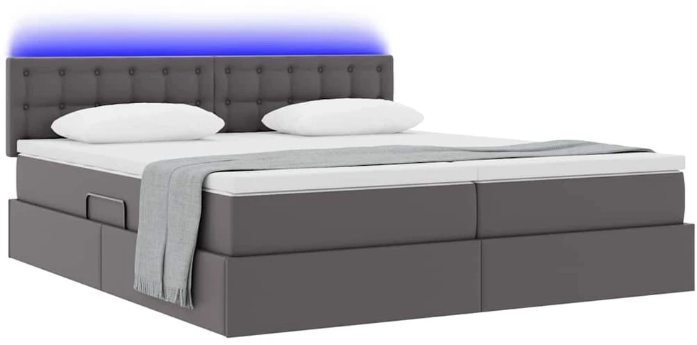 Lova su daiktų laikymo vieta ir LED Pilka 200 x 200 cm