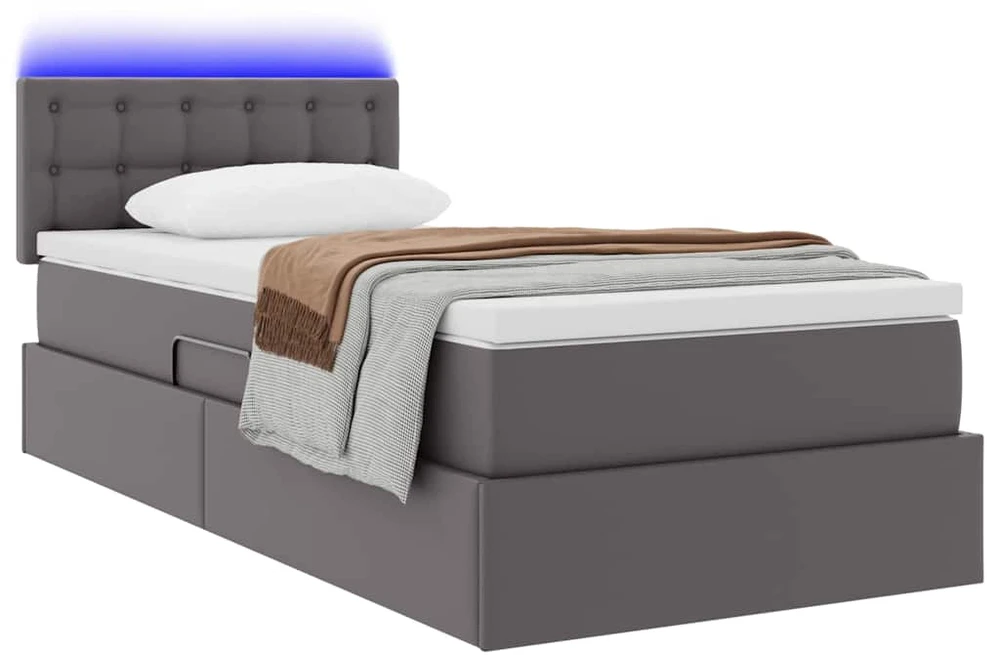 Lova su daiktų laikymo vieta ir LED Pilka 90 x 200 cm