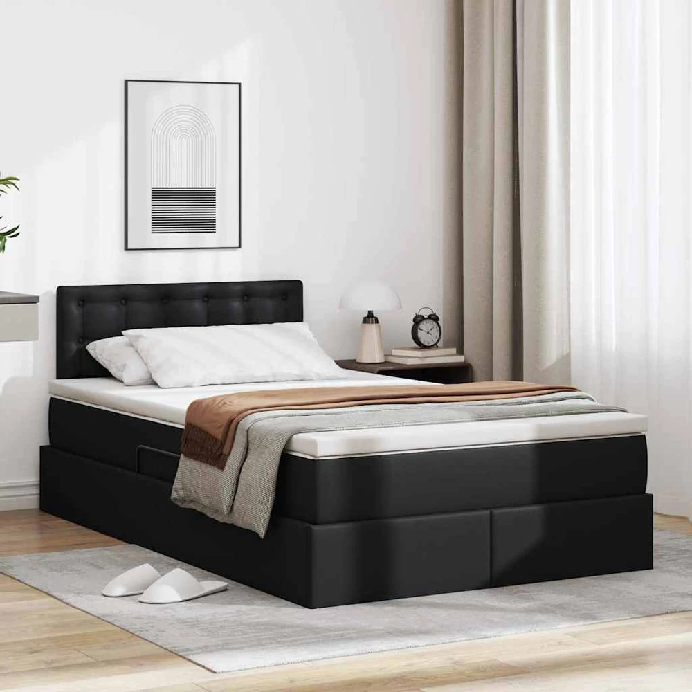 Lova su daiktų laikymo vieta ir LED Juoda 120 x 190 cm