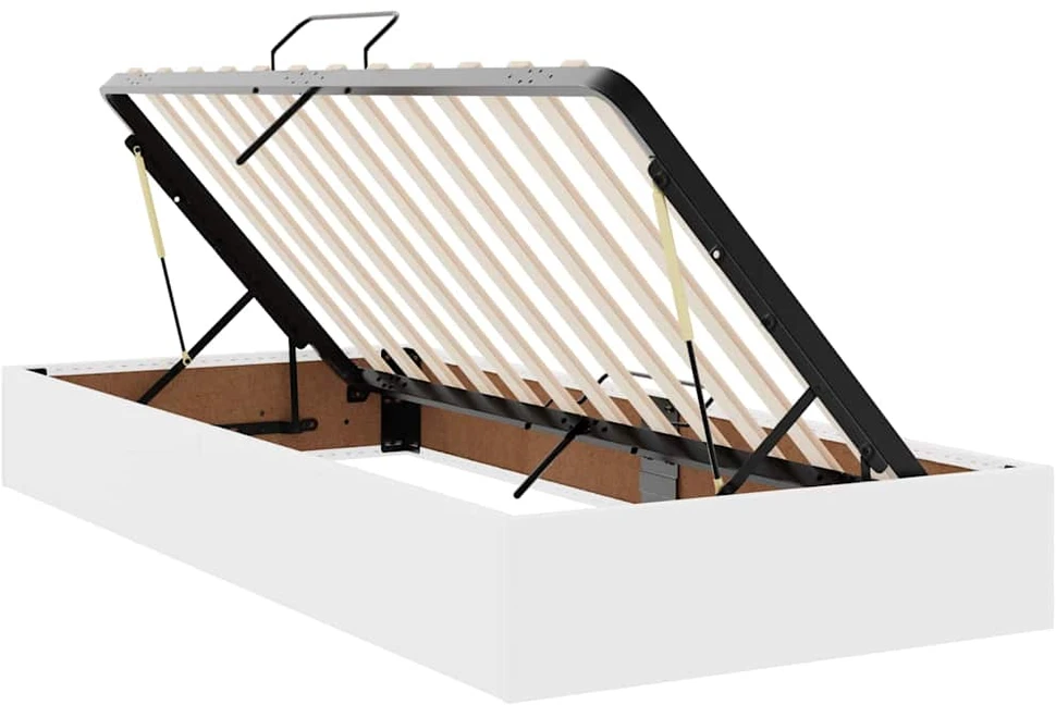 Lova su daiktų laikymo vieta ir LED Švari balta 90 x 200 cm
