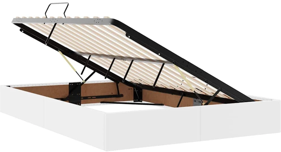 Lova su daiktų laikymo vieta ir LED Švari balta 140 x 190 cm