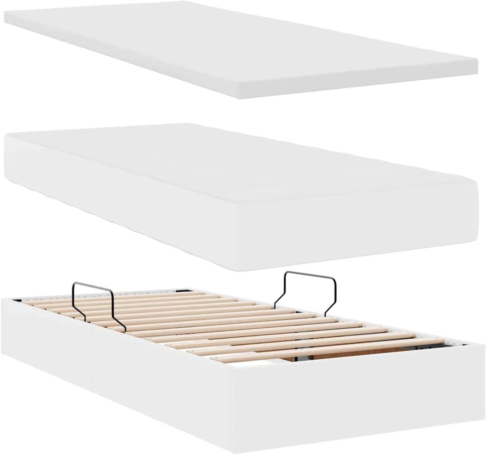 Lova su daiktų laikymo vieta ir LED Švari balta 90 x 200 cm