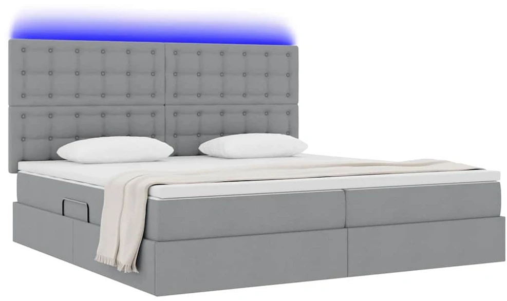 LED saugojimo lova su čiužiniu Šviesiai pilka 200 x 200 cm