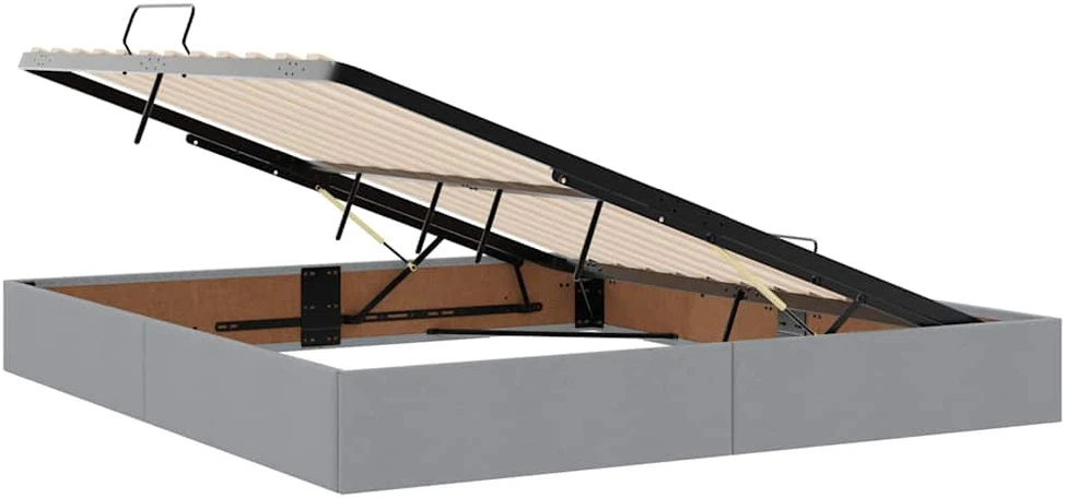 LED saugojimo lova su čiužiniu Šviesiai pilka 160 x 200 cm