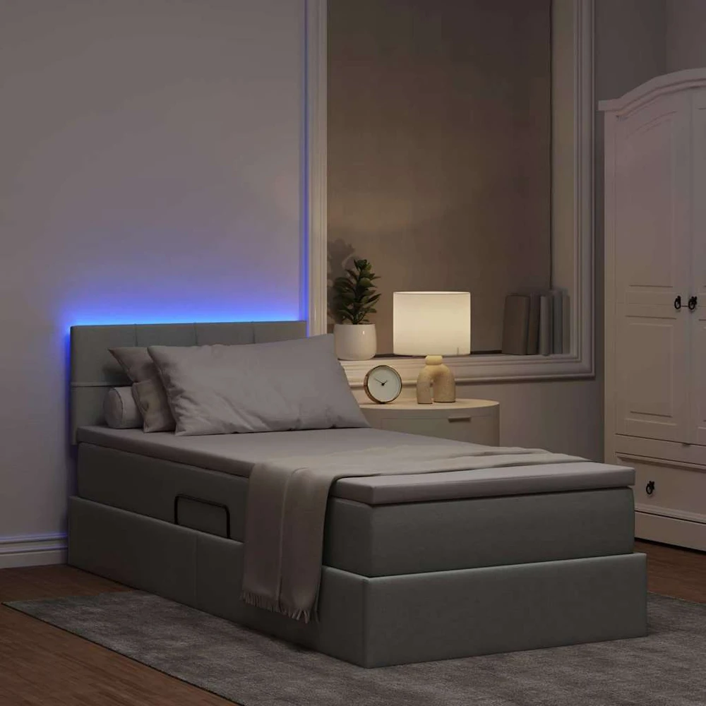 LED saugojimo lova su čiužiniu Šviesiai pilka 90 x 190 cm