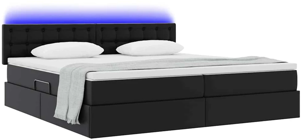 Lova su daiktų laikymo vieta ir LED Šviesiai pilka 200 x 200 cm