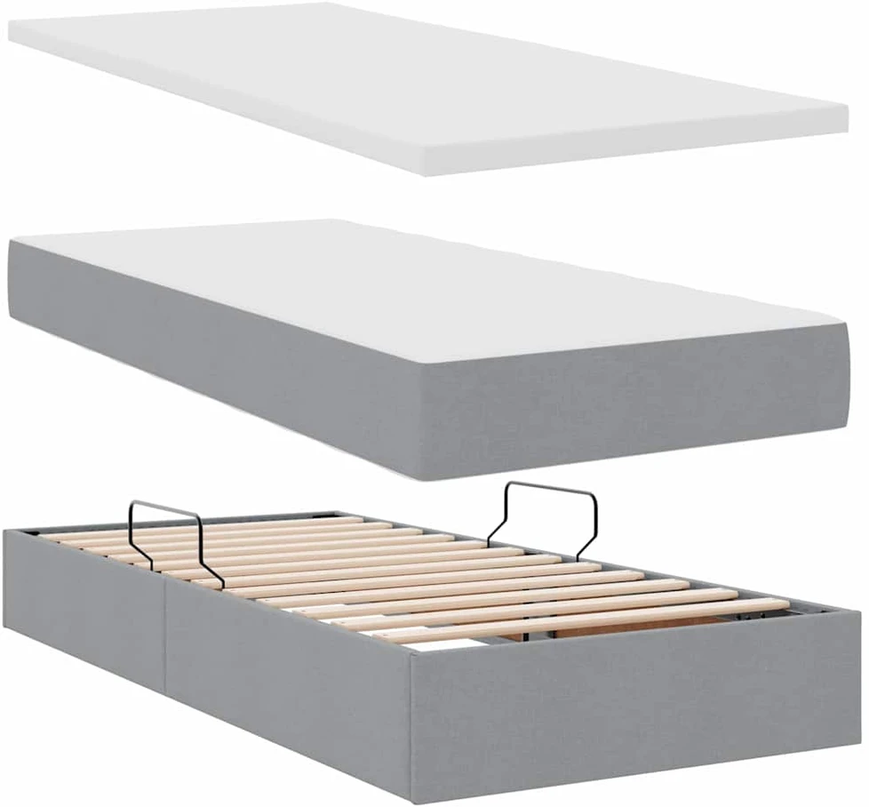 LED saugojimo lova su čiužiniu Šviesiai pilka 100 x 200 cm