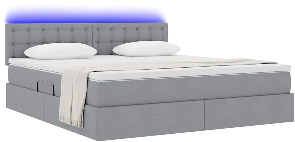 LED saugojimo lova su čiužiniu Šviesiai pilka 180 x 200 cm