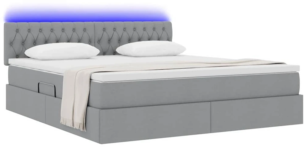 LED saugojimo lova su čiužiniu Šviesiai pilka 180 x 200 cm