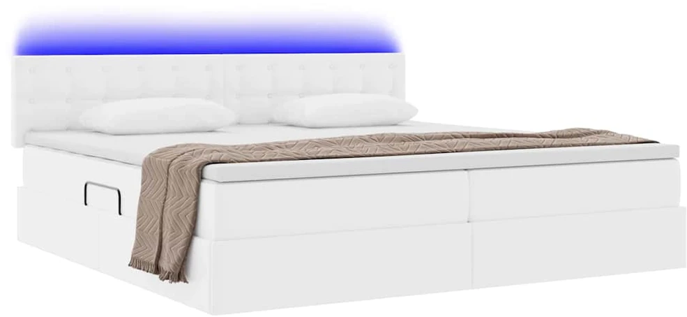 Lova su daiktų laikymo vieta ir LED Šviesiai pilka 200 x 200 cm