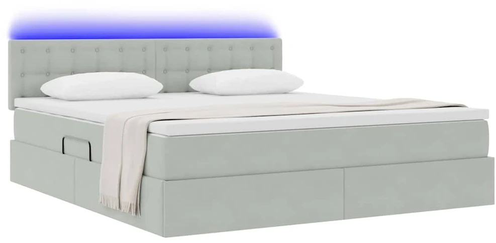 LED saugojimo lova su čiužiniu Šviesiai pilka 180 x 200 cm