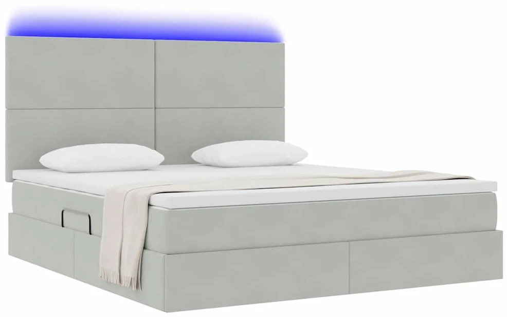 LED saugojimo lova su čiužiniu Šviesiai pilka 180 x 200 cm