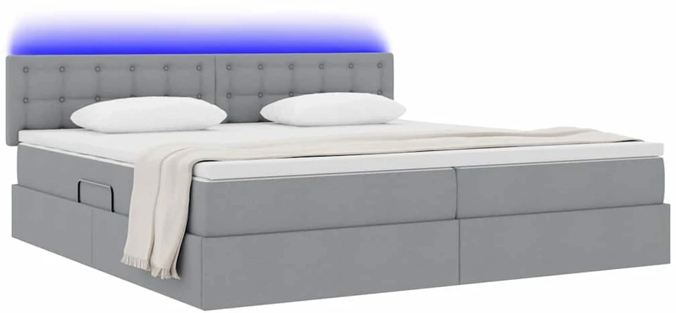 LED saugojimo lova su čiužiniu Šviesiai pilka 200 x 200 cm
