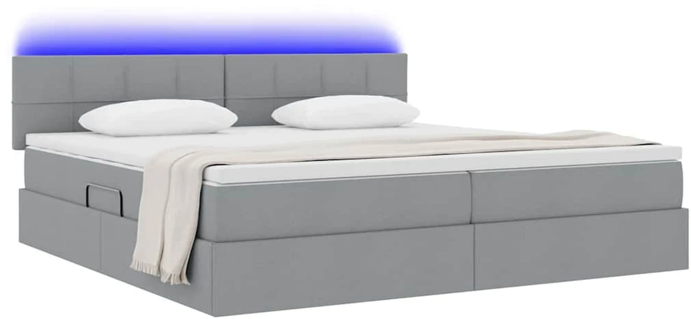 LED saugojimo lova su čiužiniu Šviesiai pilka 200 x 200 cm