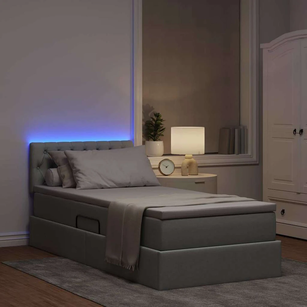 LED saugojimo lova su čiužiniu Šviesiai pilka 100 x 200 cm
