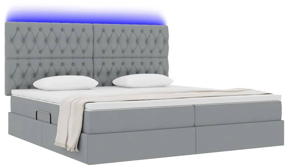 LED saugojimo lova su čiužiniu Šviesiai pilka 200 x 200 cm