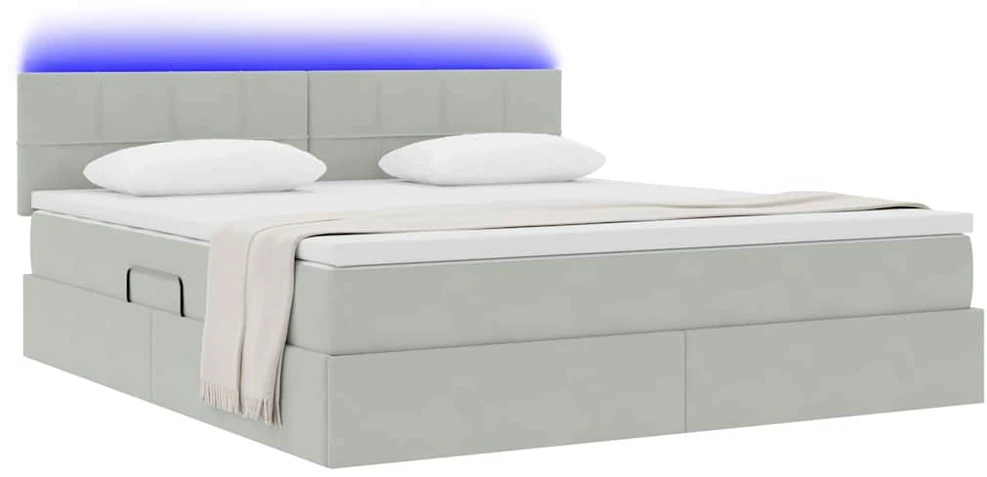 LED saugojimo lova su čiužiniu Šviesiai pilka 180 x 200 cm