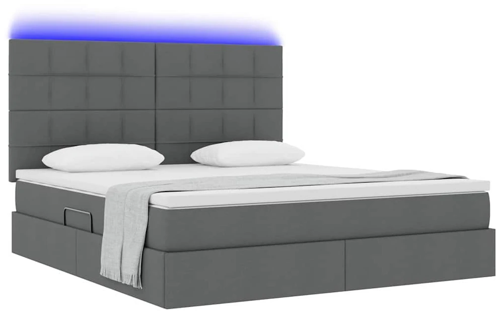 LED saugojimo lova su čiužiniu Tamsiai pilka 160 x 200 cm