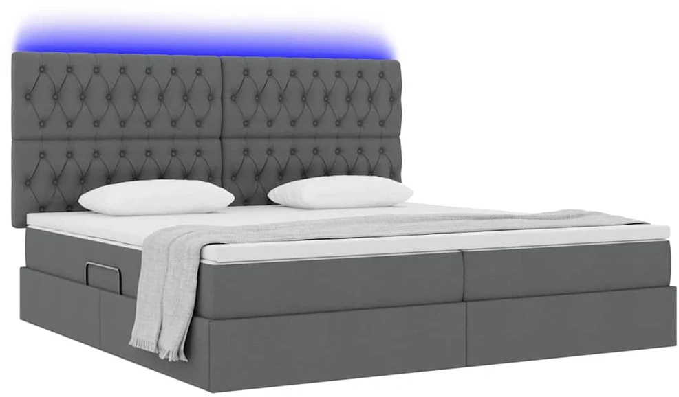 LED saugojimo lova su čiužiniu Tamsiai pilka 200 x 200 cm