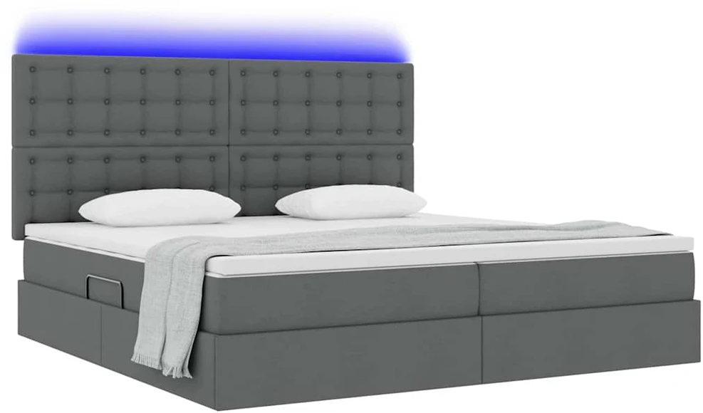 LED saugojimo lova su čiužiniu Tamsiai pilka 200 x 200 cm