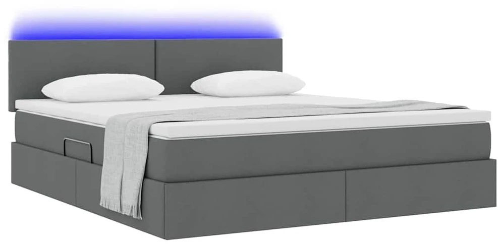 LED saugojimo lova su čiužiniu Tamsiai pilka 180 x 200 cm