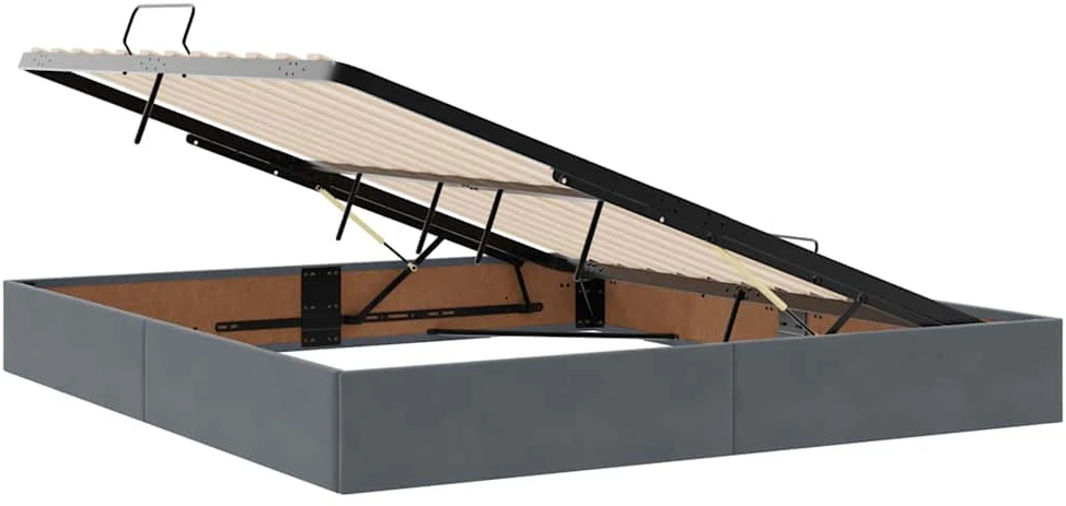 LED saugojimo lova su čiužiniu Tamsiai pilka 160 x 200 cm