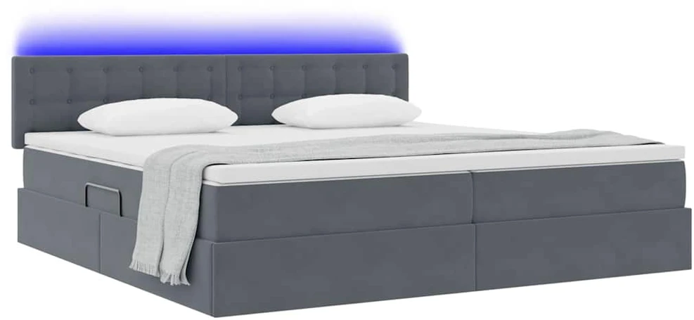 LED saugojimo lova su čiužiniu Tamsiai pilka 200 x 200 cm
