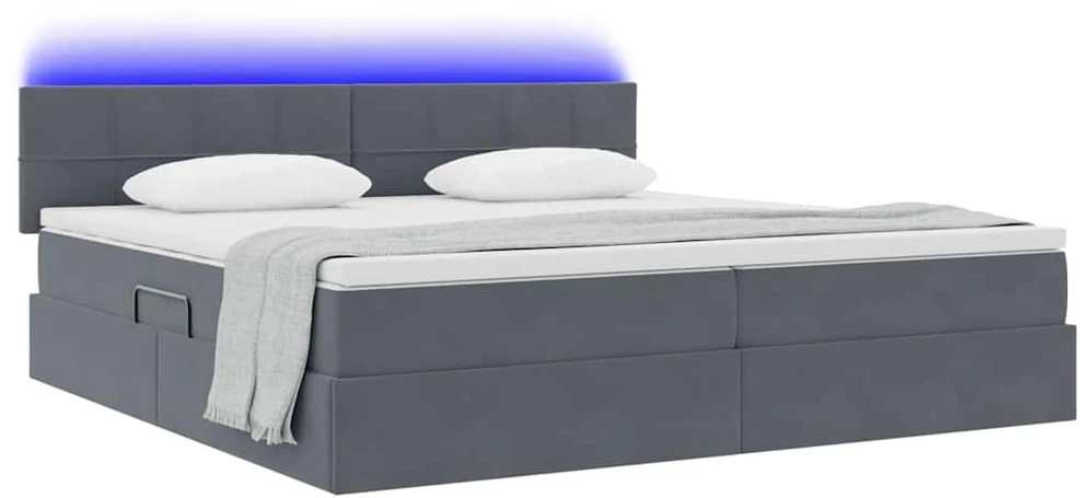 LED saugojimo lova su čiužiniu Tamsiai pilka 200 x 200 cm