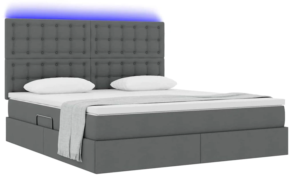 LED saugojimo lova su čiužiniu Tamsiai pilka 180 x 200 cm