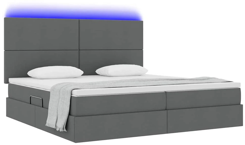 LED saugojimo lova su čiužiniu Tamsiai pilka 200 x 200 cm