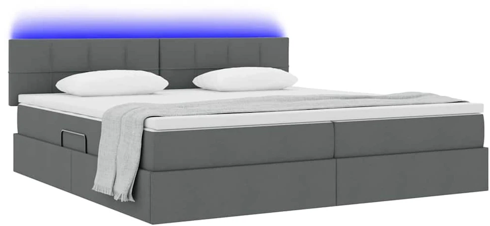 LED saugojimo lova su čiužiniu Tamsiai pilka 200 x 200 cm