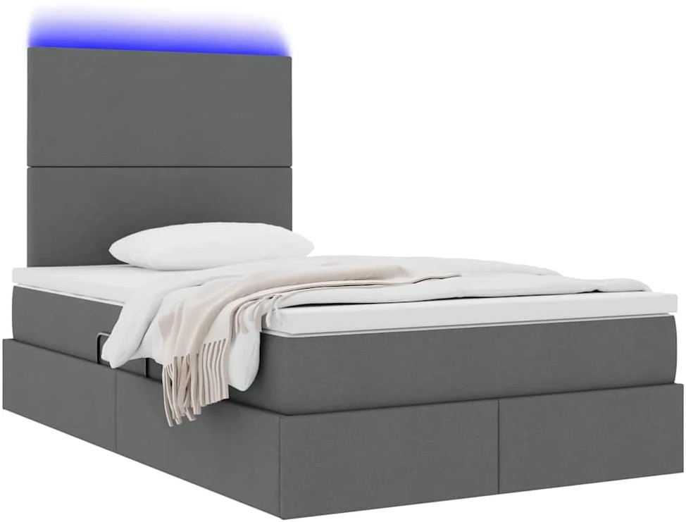 LED saugojimo lova su čiužiniu Tamsiai pilka 120 x 190 cm